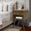 DunaWest 25 Inch Wooden End Side Table Nightstand with Drawer & Splayed Legs, Rustic Brown