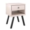 DunaWest 25 Inch Wooden End Side Table Nightstand with Drawer and Splayed Legs, White