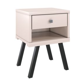 DunaWest 25 Inch Wooden End Side Table Nightstand with Drawer and Splayed Legs, White