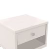 DunaWest 25 Inch Wooden End Side Table Nightstand with Drawer and Splayed Legs, White