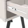 DunaWest 25 Inch Wooden End Side Table Nightstand with Drawer and Splayed Legs, White