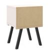 DunaWest 25 Inch Wooden End Side Table Nightstand with Drawer and Splayed Legs, White