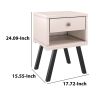 DunaWest 25 Inch Wooden End Side Table Nightstand with Drawer and Splayed Legs, White