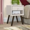 DunaWest 25 Inch Wooden End Side Table Nightstand with Drawer and Splayed Legs, White