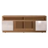 DunaWest 71 Inch Wooden Entertainment TV Stand with 4 Open Shelves, White and Brown