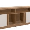 DunaWest 71 Inch Wooden Entertainment TV Stand with 4 Open Shelves, White and Brown