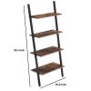 DunaWest Rustic Ladder Style Iron Bookcase with Four Wooden Shelves, Brown and Black