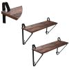 Wood and Metal Frame Floating Shelf, Set of 2, Brown and Black