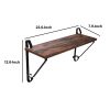 Wood and Metal Frame Floating Shelf, Set of 2, Brown and Black