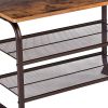 DunaWest Industrial 3 Tier Wood Top Shoe Rack with Metal Base, Black and Brown