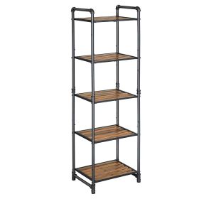 DunaWest 5 Tier Metal Frame Plant Stand with Adjustable Shelves, Brown and Black