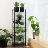 DunaWest 5 Tier Metal Frame Plant Stand with Adjustable Shelves, Brown and Black