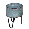 DunaWest Round Galvanized Metal Planters with Hairpin Legs, Gray and Black