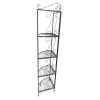 Four Tier Metal Foldable Corner Bookcase with Decorative Scrolled Details, Black