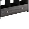 DunaWest Wooden Storage Shoe Rack Bench With 3 Shelves and Raised Top, Distressed Gray