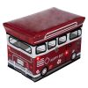 [Happy Bus - Red] Rectangle Foldable Faux Leather Storage Ottoman / Storage Boxes / Storage Seat